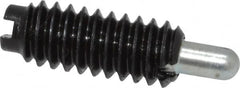 Jergens - 1/4-20, 5/8" Thread Length, 3/16" Plunger Projection, Steel Threaded Spring Plunger - 0.119" Max Plunger Diam, 5/8" Plunger Length, 0.3 Lb Init End Force, 3.5 Lb Final End Force - Caliber Tooling