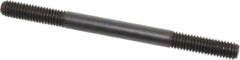 Jergens - 3/8-16 5" OAL Equal Double Threaded Stud - Alloy Steel, Black Oxide Finish, 1-1/4" Equal Thread Length - Caliber Tooling