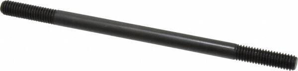 Jergens - 3/8-16 7" OAL Equal Double Threaded Stud - Alloy Steel, Black Oxide Finish, 1-1/4" Equal Thread Length - Caliber Tooling