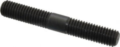 Jergens - 1/2-13 3-1/2" OAL Equal Double Threaded Stud - Alloy Steel, Black Oxide Finish, 1-3/8" Equal Thread Length - Caliber Tooling