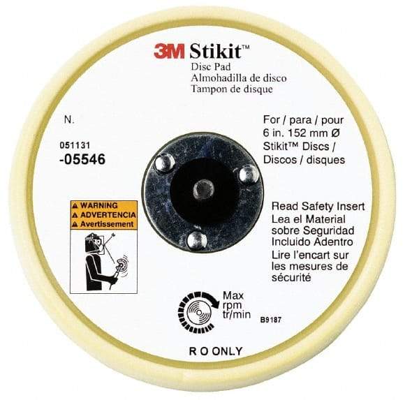 3M - 6" Diam Adhesive/PSA Disc Backing Pad - Soft Density, 10,000 RPM - Caliber Tooling