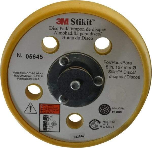 3M - 5" Diam Adhesive/PSA Disc Backing Pad - Soft Density, 12,000 RPM - Caliber Tooling