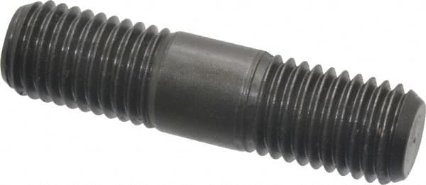 Jergens - 3/4-10 3" OAL Equal Double Threaded Stud - Alloy Steel, Black Oxide Finish, 15/16" Equal Thread Length - Caliber Tooling