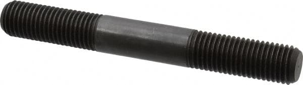 Jergens - 1-8 8" OAL Equal Double Threaded Stud - Alloy Steel, Black Oxide Finish, 2-1/2" Equal Thread Length - Caliber Tooling