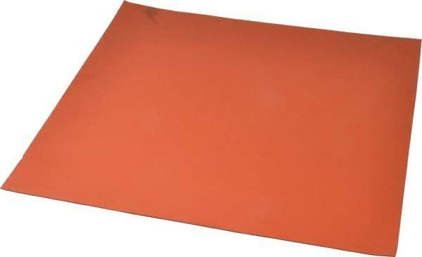 Made in USA - 12" Long, 12" Wide, 1/16" Thick, Silicone Rubber Foam Sheet - 35 to 45 Durometer, Orange-Red, -60 to 600°F, 650 psi Tensile Strength, Plain Backing, Stock Length - Caliber Tooling