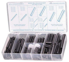 Precision Brand - 287 Piece, 1.5 to 10mm Pin Diam, Spring Pin Assortment - 1.5 to 80mm Long, Steel - Caliber Tooling