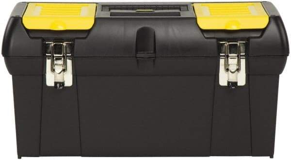 Stanley - 2 Compartment 1 Tray Tool Box - 23-1/2" Wide x 11-3/8" Deep x 10-7/8" High, Polypropylene Resin, Black - Caliber Tooling