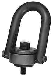 Jergens - 12,500 Lb Load Capacity Safety Engineered Center Pull Hoist Ring - M42 x 4.5 Thread, 68mm Thread Length, Alloy Steel, Black Oxide Finish - Caliber Tooling