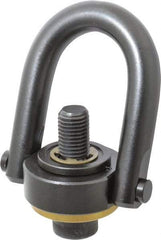 Jergens - 10,000 Lb Load Capacity Safety Engineered Center Pull Hoist Ring - 230 Ft/Lb Torque, 1-8 Thread, 4140 Alloy Steel, Black Oxide Finish - Caliber Tooling