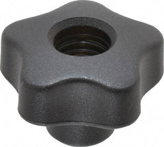 Elesa - 1.57" Head Diam, 5 Point Lobed Knob - 5/16-18 Hole, Thermoplastic, Black - Caliber Tooling