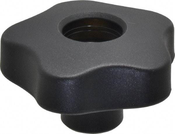 Elesa - 2.48" Head Diam, 5 Point Lobed Knob - 1/2-13 Hole, Thermoplastic, Black - Caliber Tooling