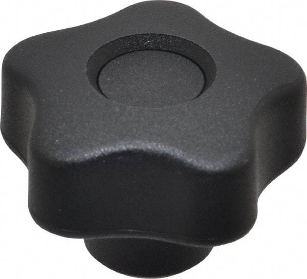 Elesa - 1.57" Head Diam, 5 Point Lobed Knob - 5/16-18 Hole, Thermoplastic, Black - Caliber Tooling