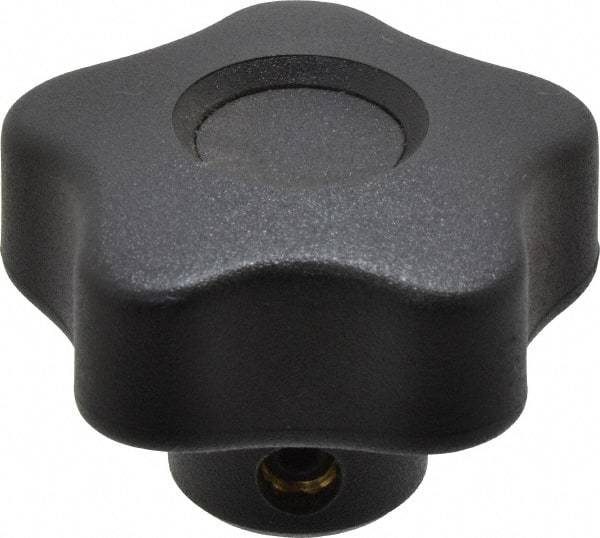 Elesa - 1.57" Head Diam, 5 Point Lobed Knob - 1/4" Hole, Thermoplastic, Black - Caliber Tooling