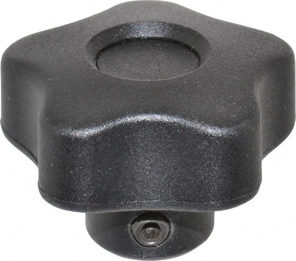 Elesa - 1.57" Head Diam, 5 Point Lobed Knob - 5/16" Hole, Thermoplastic, Black - Caliber Tooling