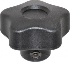 Elesa - 1.57" Head Diam, 5 Point Lobed Knob - 5/16" Hole, Thermoplastic, Black - Caliber Tooling