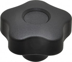 Elesa - 1.97" Head Diam, 5 Point Lobed Knob - 3/8-16 Hole, Thermoplastic, Black - Caliber Tooling