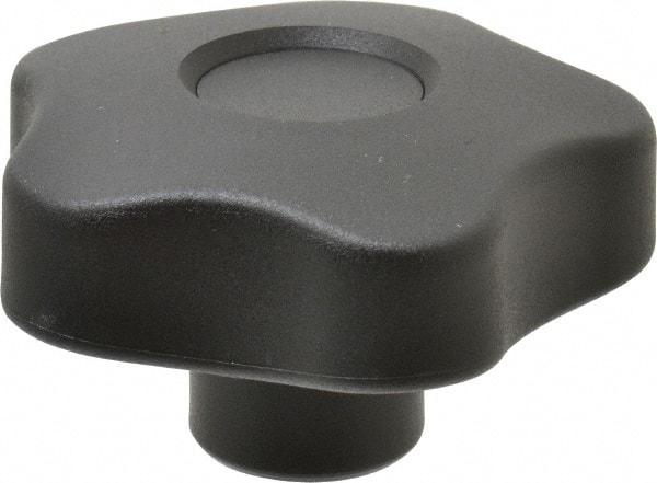 Elesa - 2.48" Head Diam, 5 Point Lobed Knob - 1/2-13 Hole, Thermoplastic, Black - Caliber Tooling