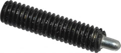 Jergens - M4 x 0.7, 16mm Thread Length, 2.5mm Plunger Projection, Steel Threaded Spring Plunger - 1.78mm Max Plunger Diam, 16mm Plunger Length, 0.32 Kg Init End Force, 1.04 Kg Final End Force, 2mm Hex - Caliber Tooling