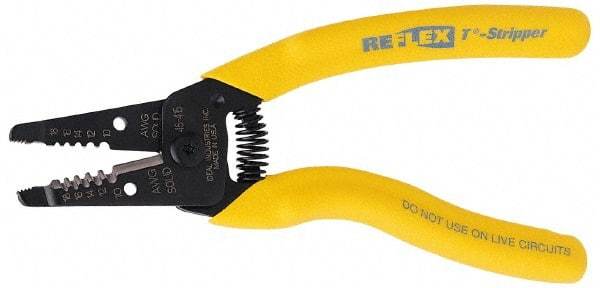 Ideal - 18 to 10 AWG Capacity Wire Stripper - 7" OAL, Cushion Grip Handle - Caliber Tooling