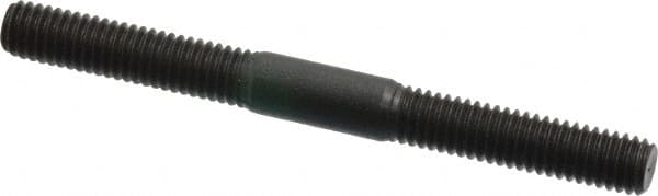 Jergens - M6x1.0 65mm OAL Equal Double Threaded Stud - Alloy Steel, Black Oxide Finish, 24mm Equal Thread Length, Metric - Caliber Tooling