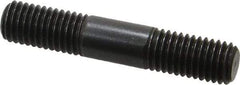 Jergens - M12x1.75 65mm OAL Equal Double Threaded Stud - Alloy Steel, Black Oxide Finish, 22mm Equal Thread Length, Metric - Caliber Tooling