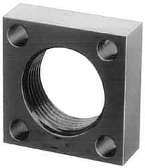 Jergens - 1-9/16 - 16 Thread, 17/64" Mounting Hole, Low Carbon Steel Clamp Mounting Block - 2" Thick x 2" Long x 1" Wide - Caliber Tooling