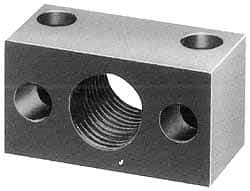 Jergens - 1-9/16 - 16 Thread, 25/64" Mounting Hole, Low Carbon Steel Clamp Mounting Block - 2" Thick x 3-1/4" Long x 1-1/2" Wide - Caliber Tooling