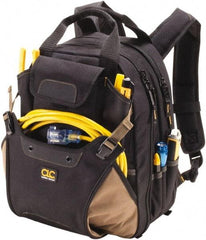 CLC - 44 Pocket Black & Khaki Polyester Backpack Tool Bag - 13" Wide x 7-1/2" Deep x 16" High - Caliber Tooling