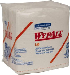 WypAll - L40 1/4 Fold General Purpose Wipes - Poly Pack, 13" x 12-1/2" Sheet Size, White - Caliber Tooling