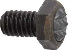 Fairlane - Serrated Tooth, 5/16-18, 1/2" Shank Length, 1/2" Thread Length, Black Oxide Finish, Hex Head, Adjustable Positioning Gripper - 3/8" Pad Diam, 1/2" Hex, 1/4" Head Height, Fine Tooth Grade - Caliber Tooling