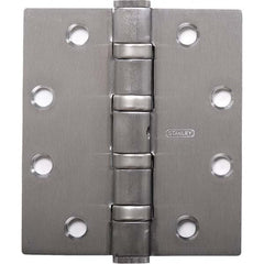 Stanley - 5" Long x 5" Wide Grade 1 304 Stainless Steel Full Mortise Ball Bearing Commercial Hinge - Caliber Tooling