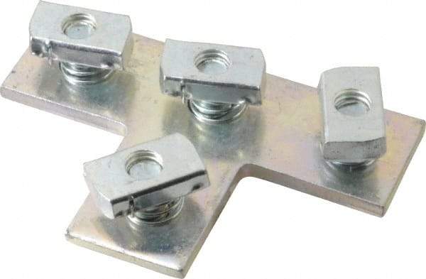 Cooper B-Line - Zinc Plated Carbon Steel Preassembled Flat Tee Strut Fitting - 1/2" Bolt, 4 Holes, Used with Cooper B Line Channel & Strut (All Sizes Except B62 & B72) - Caliber Tooling