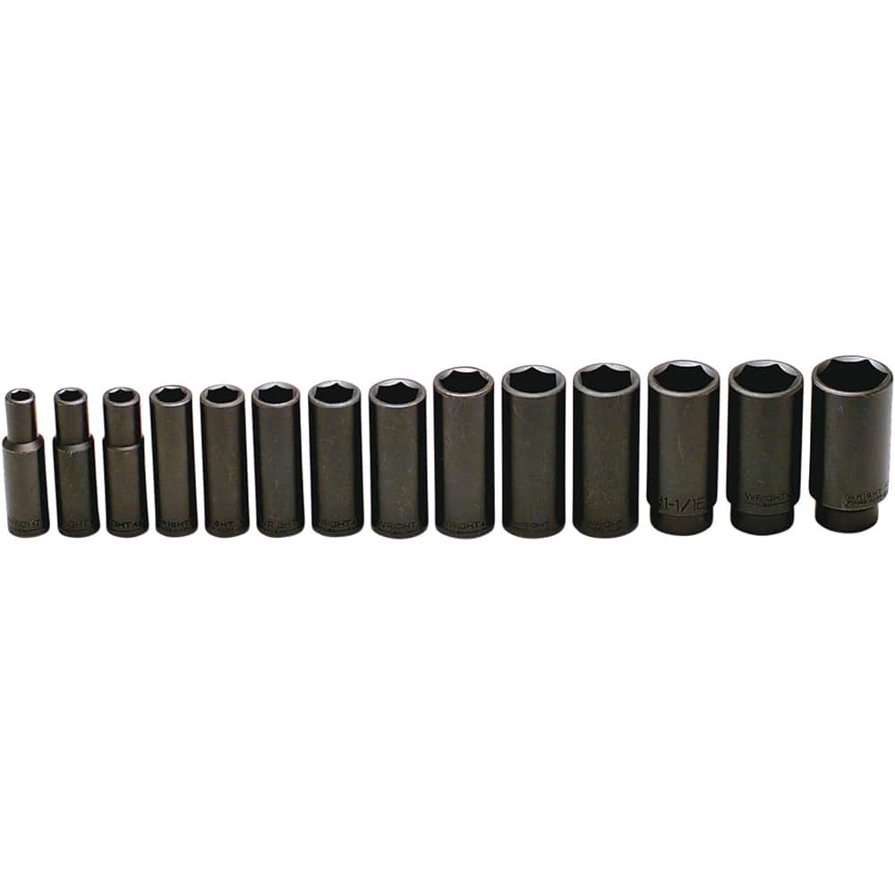 Wright Tool & Forge - 14 Pc 1/2" Drive Deep Impact Socket Set - Exact Industrial Supply