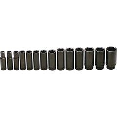 Wright Tool & Forge - 14 Pc 1/2" Drive Deep Impact Socket Set - Exact Industrial Supply