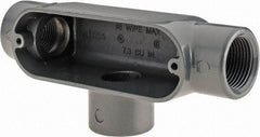 Thomas & Betts - T Body, 3/4" Trade, IMC, Rigid Aluminum Conduit Body - Oval, 5-1/8" OAL, 7.3 cc Capacity, Gray - Caliber Tooling