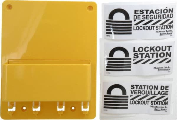 Master Lock - 1 Piece, Empty Polycarbonate Tag and Padlock / Hasp Station - 7-3/4 Inch Wide x 9-3/4 Inch High x 2-7/8 Inch Deep, Yellow - Caliber Tooling