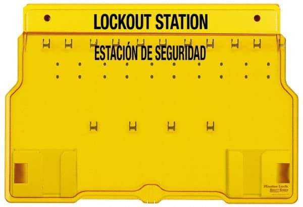 Master Lock - 1 Piece, Empty Polycarbonate Padlock Station - 22 Inch Wide x 15-1/2 Inch High x 1-3/4 Inch Deep, Yellow, Covered - Caliber Tooling