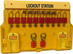 Master Lock - Equipped Polycarbonate Padlock Station - 22 Inch Wide x 15-1/2 Inch High x 1-3/4 Inch Deep, Yellow, Covered - Caliber Tooling