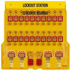 Master Lock - Equipped Polycarbonate Padlock Station - 22 Inch Wide x 22 Inch High x 1-3/4 Inch Deep, Yellow, Covered - Caliber Tooling