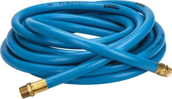 PRO-SOURCE - 1/2" ID x 3/4" OD 25' Long Multipurpose Air Hose - MNPT x MNPT Ends, 300 Working psi, 23 to 150°F, 1/2" Fitting, Blue - Caliber Tooling