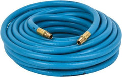 PRO-SOURCE - 3/8" ID x 19/32" OD 50' Long Multipurpose Air Hose - MNPT x MNPT Ends, 300 Working psi, 23 to 150°F, 1/4" Fitting, Blue - Caliber Tooling