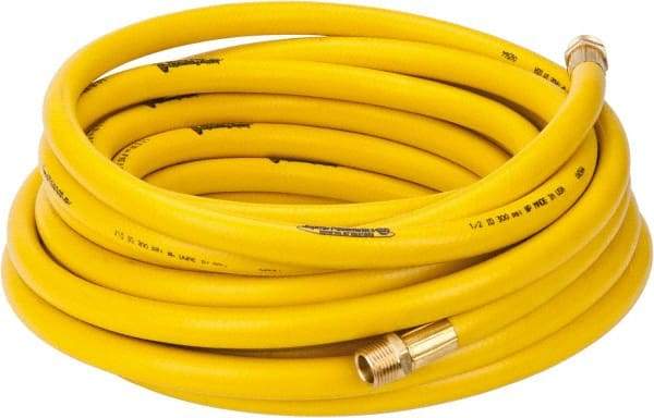 PRO-SOURCE - 1/2" ID x 3/4" OD 50' Long Multipurpose Air Hose - MNPT x MNPT Ends, 300 Working psi, 23 to 150°F, 1/2" Fitting, Yellow - Caliber Tooling