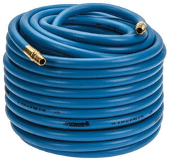 PRO-SOURCE - 3/8" ID x 19/32" OD 100' Long Multipurpose Air Hose - MNPT x MNPT Ends, 300 Working psi, 23 to 150°F, 1/4" Fitting, Blue - Caliber Tooling