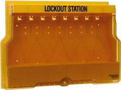 Master Lock - 1 Piece, Empty Polycarbonate Lockout Device Station - 22 Inch Wide x 15-1/2 Inch High x 4-1/8 Inch Deep, Yellow - Caliber Tooling