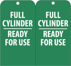 NMC - 3" High x 6" Long, FULL CYLINDER-READY FOR USE, English Safety & Facility Accident Prevention Tag - Tag Header: Notice, 2 Sides, Green & White Unrippable Vinyl - Caliber Tooling