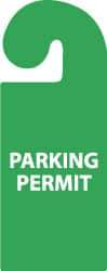 NMC - 8-1/4 Inch High x 3-1/4 Inch Wide, PARKING PERMIT Parking/Vehicle Hang Tag - 1 Side, Plastic, Green, English - Caliber Tooling