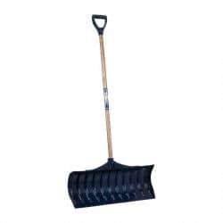 UnionTools - 30 Inch Wide Blade x 11-1/2 Inch High Blade Pusher Snow Shovel - 43 Inch Long Ash Shaft Handle with Poly D-Grip - Caliber Tooling