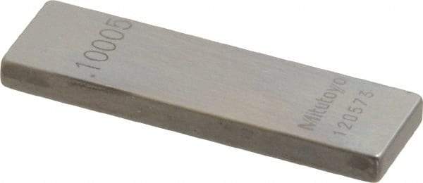 Mitutoyo - 0.10005" Rectangular Steel Gage Block - Accuracy Grade 0, Includes Certificate of Inspection - Caliber Tooling