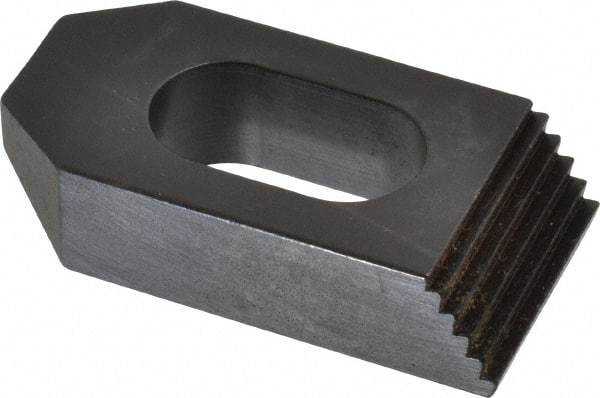 Jergens - 5/8" Stud, Low Carbon Steel, Plain Strap Clamp - 1/2" Travel, 2-1/2" OAL x 1-1/4" Wide x 5/8" High, Black Oxide Finish, Tapered Nose - Caliber Tooling