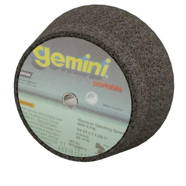 Norton - 6" Diam, 2" Overall Thickness, 16 Grit, Type 11 Tool & Cutter Grinding Wheel - Very Coarse Grade, Aluminum Oxide, Q Hardness, 6,000 RPM - Caliber Tooling